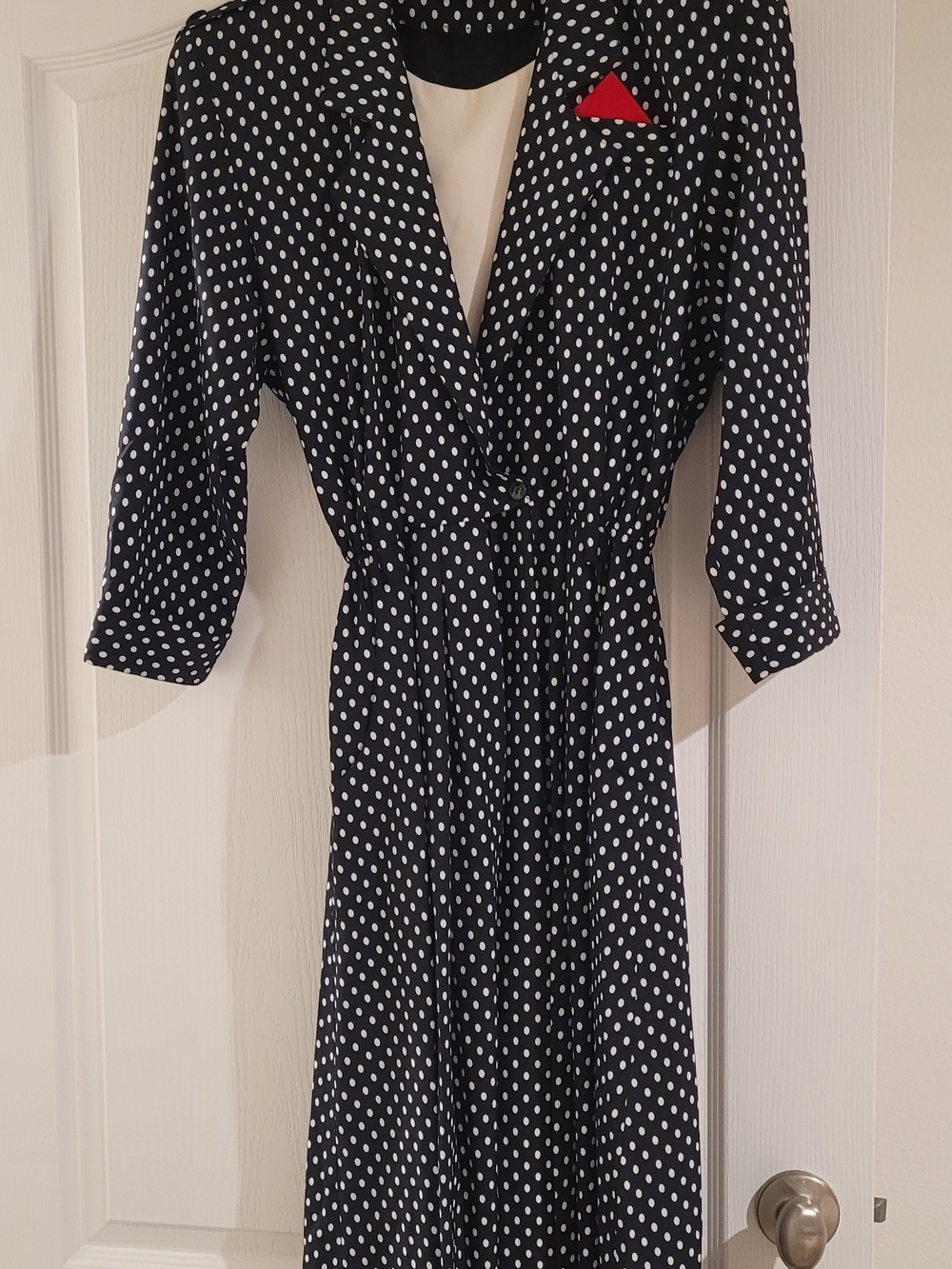 Fun Vintage 80's S.L. Fashions Black Polka Dot Midi Dress